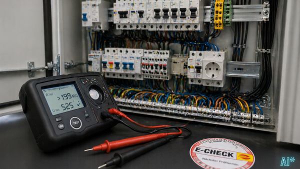 E-Check Prüfung Sicherungskasten mit Messgerät Elektroinstallation Nürnberg Stein, Elektrotechnik Nürnberg – Elektro Reichel GmbH Stein